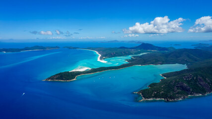 Aerial View of Iconic Whitehaven Beach and Hill Inlet Queensland Australia