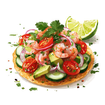 Shrimp Ceviche Tostada with Avocado and Lime