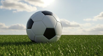 Fototapeta premium Soccer ball on green grass field