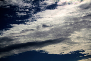 A dynamic sky filled with contrasting clouds