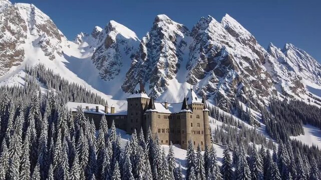 Snow-capped mountains between the castle. Snow-capped mountains between the castle. landscape