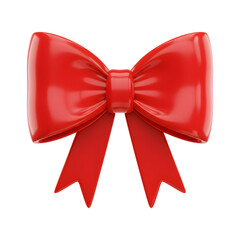 3D Plastic Red Gift Ribbon Bow Icon for Christmas and Holiday Season Celebrations Transparent Background