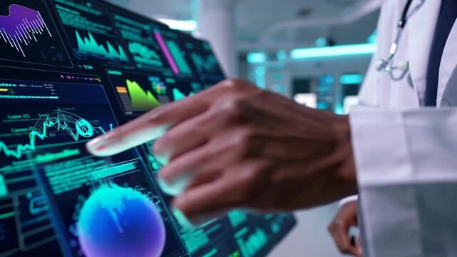 Healthcare professionals managing and distributing patient records and informational assets through advanced digital interface systems and secure data repository connectivity