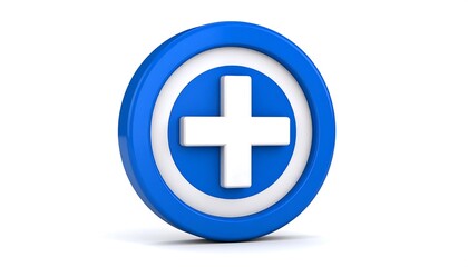 Obraz premium Blue Medical Cross Icon 3D.