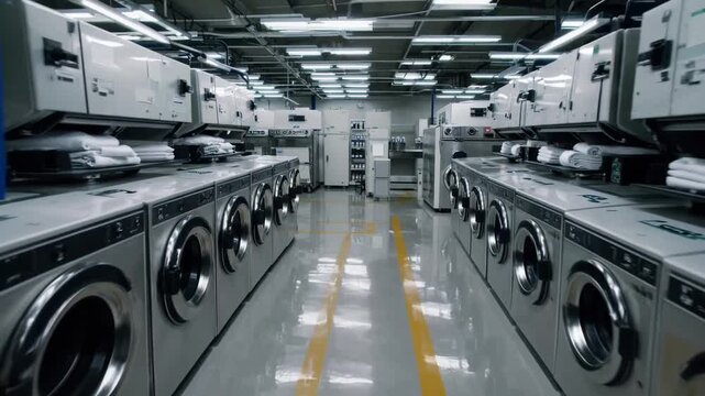 view of industrial-scale laundry service facility with no people present
