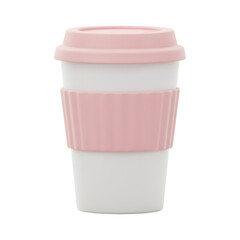 Reusable Coffee Cup with Silicone Sleeve 3D Plastic Icon for Sustainable Beverage Packaging