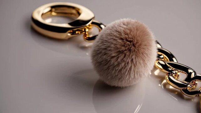 Small Fuzzy Ball Attached to Metal Ring for Holding Keys and Other Small Items