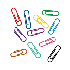 Obraz premium Collection of paper pin set icon silhouettes set different colour white background