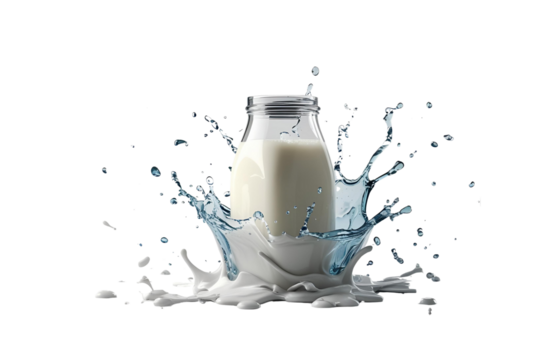 this shows a milk bottle with a splash, and its illustration, its design is offering details, also style, with beauty.