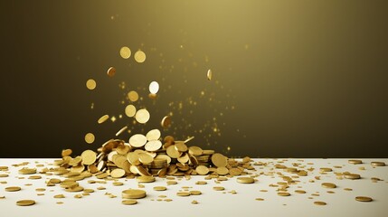 a shower of coins, copy space