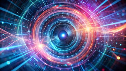 Abstract Futuristic Technology Background with Glowing Lines and Swirling Energy Vortex Effect