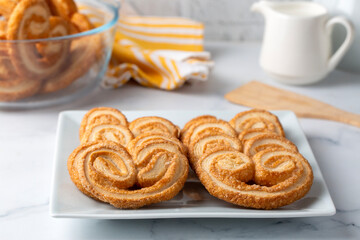 Palmiers or elephant ears, puff pastry cookies