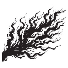 Naklejka premium Black abstract wavy flames or smoke graphic on white background black and white