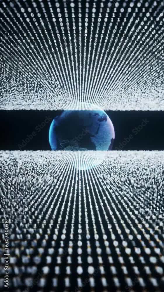 Poster a single, subtly pulsating blue abstract orb, slightly larger, amidst an infinite grid of luminous d