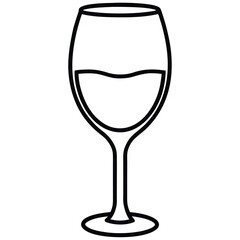 wine glass line art icon