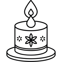 winter candle holder line art icon