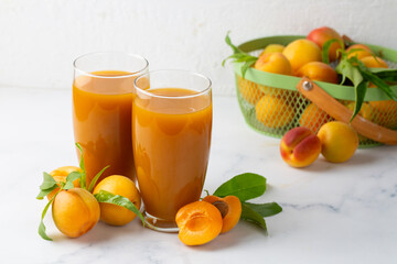 Fresh apricot juice and apricot fruits