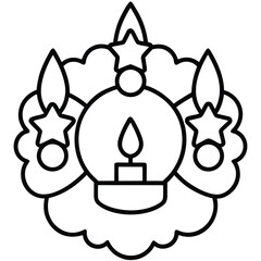 advent wreath line art icon