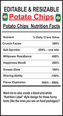 Funny Potato Chip Nutrition Facts Label 