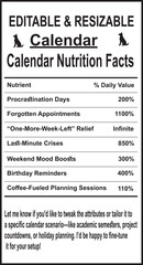 Humorous Calendar Nutrition Facts: Procrastination, Crises, and Coffee