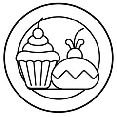 bakery with sweets line art icon