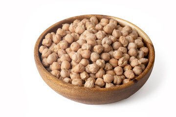 Food background from a texture of raw chickpeas close-up