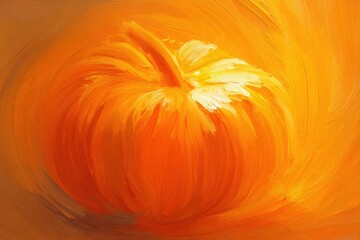 Vibrant Abstract Digital Painting of a Pumpkin with Dynamic Brushstrokes
