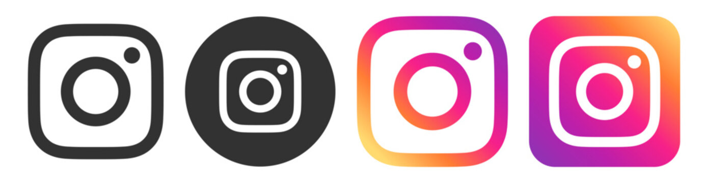 Instagram social media icon set collection vector logo design pictogram app mobile communication illustration on transparent background. UKRAINE, KYIV, 27 AUGUST, 2025