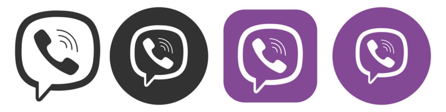Viber social media icon set vector collection logo design pictogram app communication messenger editorial illustration on transparent background. UKRAINE, KYIV, 27 AUGUST, 2025