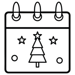 christmas calendar line art icon