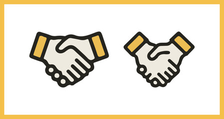 Simple Line Icon of Two Hands Shaking in Agreement