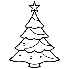 christmas tree line art icon