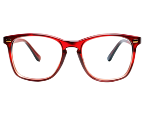 Red framed eyeglasses on white background isolated on a transparent background eyewear