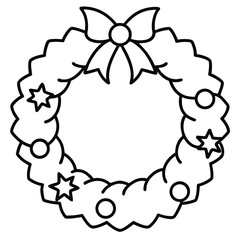 christmas wreath line art icon