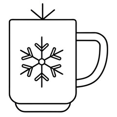 coffee mug with snowflake line art icon