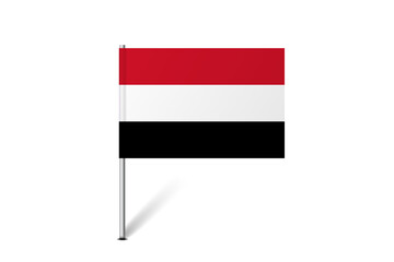 Yemen flag - map pin flag representing a country cultural identity and heritage. The essence of national pride and unity. Map pin flag stuck in a white background