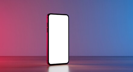 Modern Smartphone with Blank Screen Against a Vibrant Gradient Background