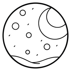 full moon line art icon