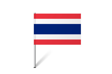 Thailand flag - map pin flag representing a country cultural identity and heritage. The essence of national pride and unity. Map pin flag stuck in a white background