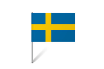 Sweden flag - map pin flag representing a country cultural identity and heritage. The essence of national pride and unity. Map pin flag stuck in a white background