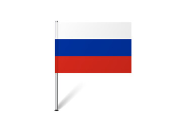 Russia flag - map pin flag representing a country cultural identity and heritage. The essence of national pride and unity. Map pin flag stuck in a white background