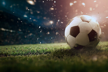 Fototapeta premium soccer ball on fire