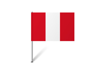 Peru flag - map pin flag representing a country cultural identity and heritage. The essence of national pride and unity. Map pin flag stuck in a white background