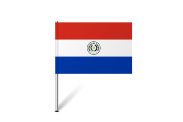 Paraguay flag - map pin flag representing a country cultural identity and heritage. The essence of national pride and unity. Map pin flag stuck in a white background