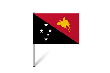 Papua New Guinea flag - map pin flag representing a country cultural identity and heritage. The essence of national pride and unity. Map pin flag stuck in a white background