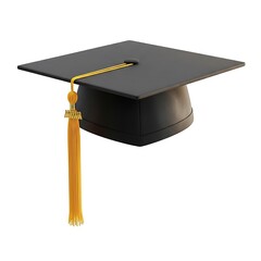 Academic Graduation Cap with Golden Tassel and Tassel Charm Celebrating Educational Achievement and Degree Attainment