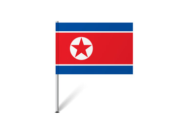 North Korea flag - map pin flag representing a country cultural identity and heritage. The essence of national pride and unity. Map pin flag stuck in a white background