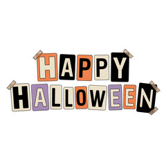 Happy halloween letters isolated on transparent background
