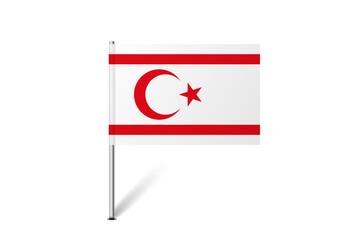 Northern Cyprus flag - map pin flag representing a country cultural identity and heritage. The essence of national pride and unity. Map pin flag stuck in a white background