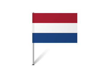 Netherlands flag - map pin flag representing a country cultural identity and heritage. The essence of national pride and unity. Map pin flag stuck in a white background